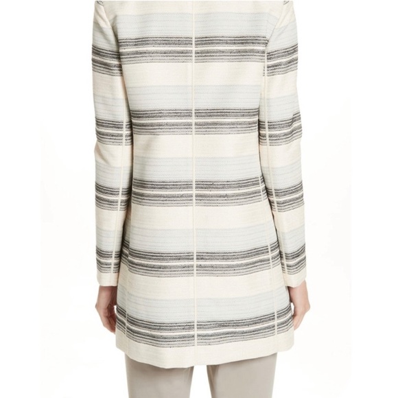 Lafayette 148 Pria Cream Metallic Tweed Open Front Jacket Blazer Raffia Size 6 - Picture 2 of 8